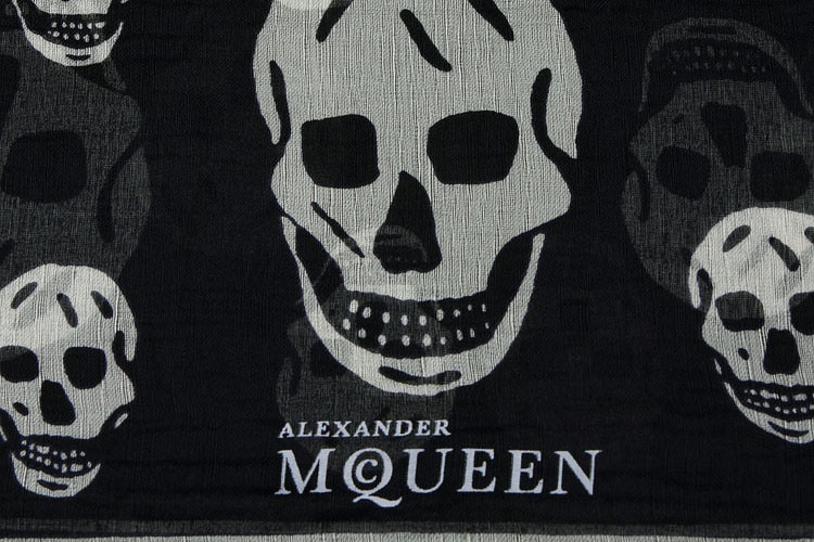 Alexander McQueen/亚历山大麦昆 真丝长方形骷髅头女士丝巾 AM2635140138 110640 4Q010 4078