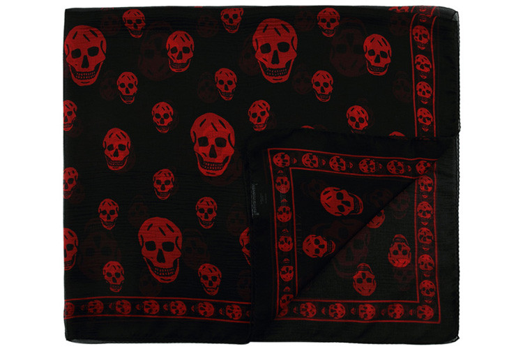 Alexander McQueen/亚历山大麦昆 真丝长方形骷髅头女士丝巾 AM2635140199 110640 4q010 1074