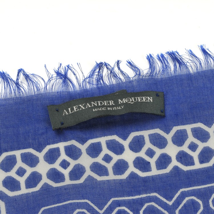 【Designer Acc】Alexander McQueen/亚历山大麦昆 蓝色经典骷髅图案围巾 ML
