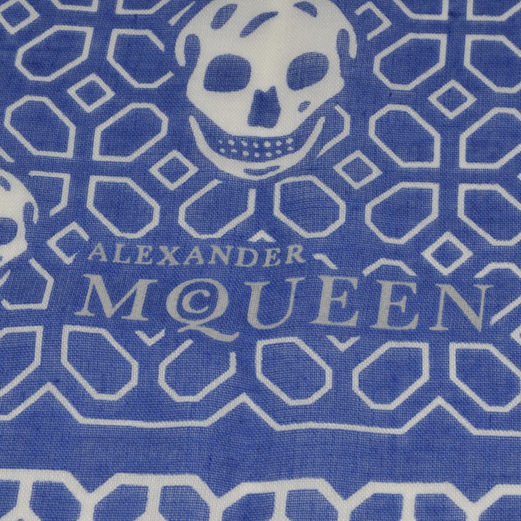 【Designer Acc】Alexander McQueen/亚历山大麦昆 蓝色经典骷髅图案围巾 ML
