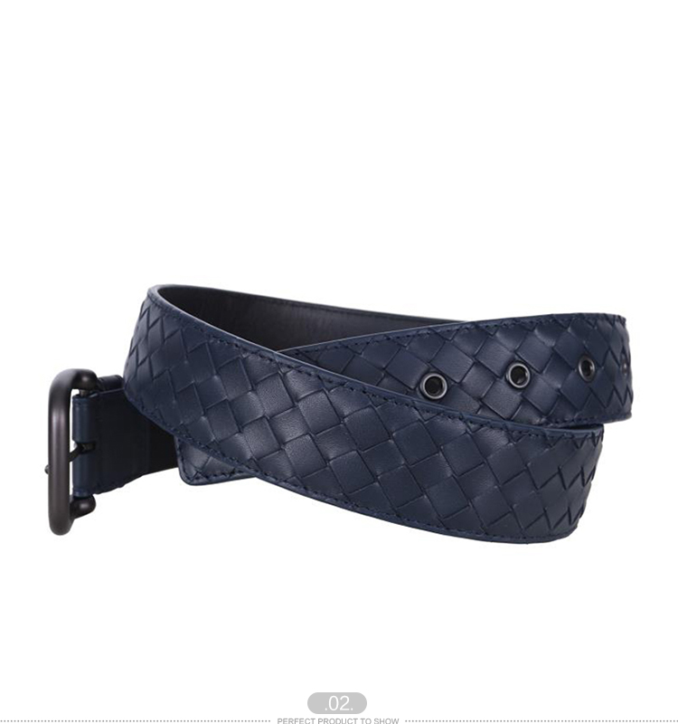 Bottega Veneta/葆蝶家 男士牛皮深蓝色编织腰带/173784 V4650 4013
