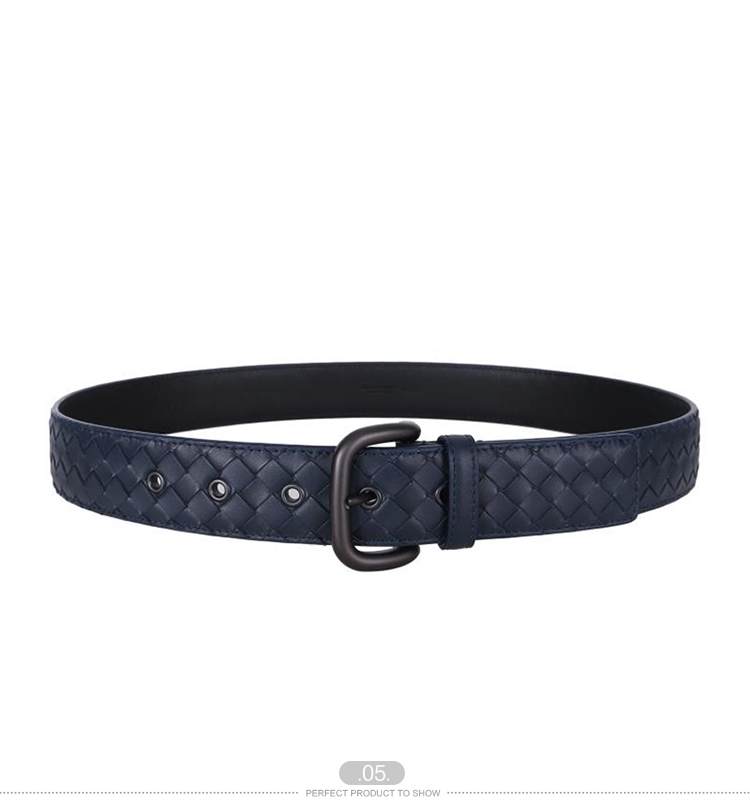 Bottega Veneta/葆蝶家 男士牛皮深蓝色编织腰带/173784 V4650 4013