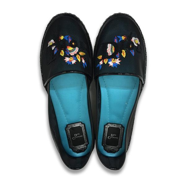 DIOR/迪奥 皮配网 网面透气 女士平跟鞋 黑色 37 黑色 37