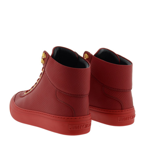 Jimmy Choo/周仰杰 男士格子纹理高帮真皮休闲鞋 BR