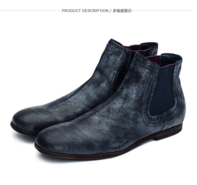 【可用券】LANDAX/LANDAX 意大利纯手工男靴 真皮短靴 男 男士靴子 手工军靴 真皮鞋底男靴