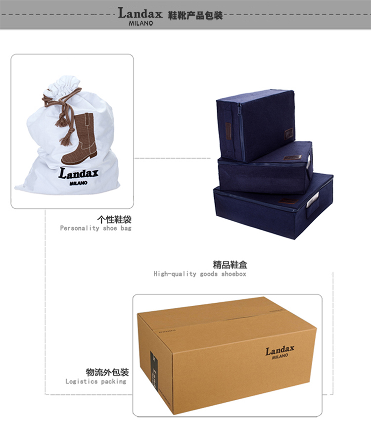 【707可用券】LANDAX/LANDAX 牛皮保暖男士靴子 黑色 44 黑色 44