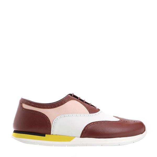 Bottega Veneta/葆蝶家 牛皮 德比款 男士酒红色休闲运动鞋