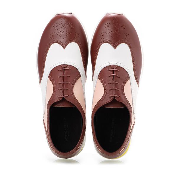 Bottega Veneta/葆蝶家 牛皮 德比款 男士酒红色休闲运动鞋
