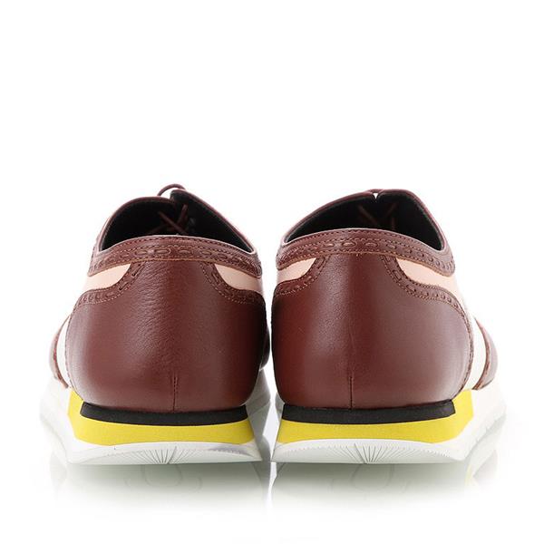 Bottega Veneta/葆蝶家 牛皮 德比款 男士酒红色休闲运动鞋