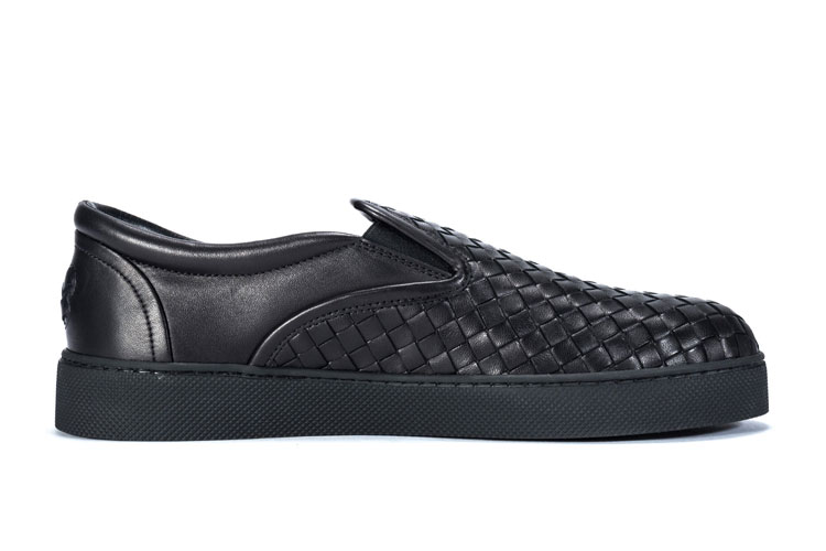 Bottega Veneta(葆蝶家) 黑色编织皮质男士休闲鞋 41#