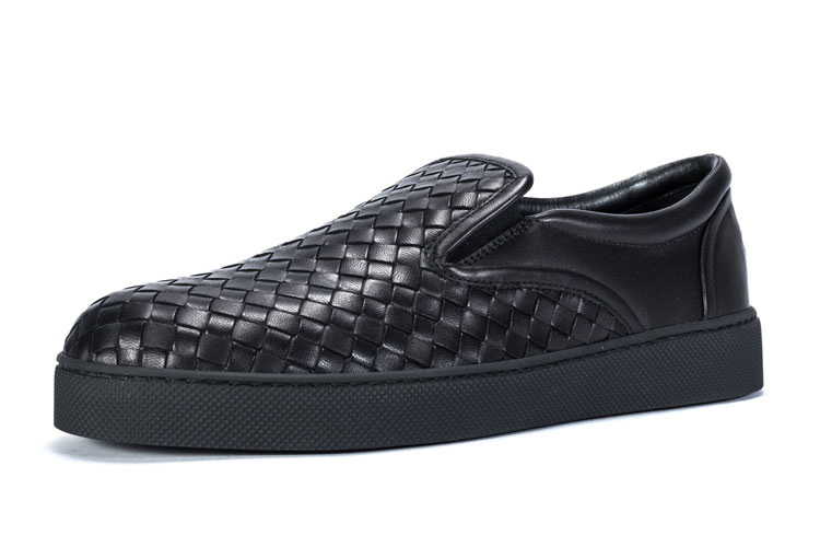 Bottega Veneta(葆蝶家) 黑色编织皮质男士休闲鞋 41#