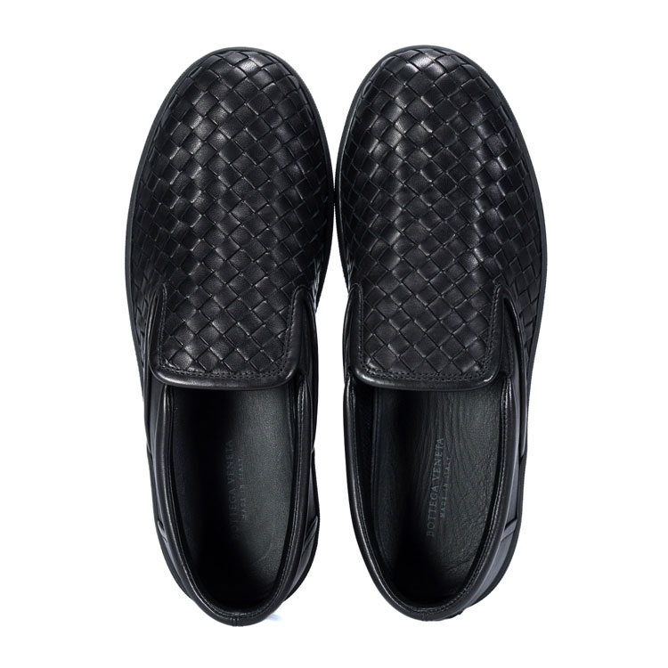 Bottega Veneta(葆蝶家) 黑色编织皮质男士休闲鞋 41#