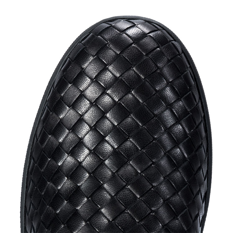 Bottega Veneta(葆蝶家) 黑色编织皮质男士休闲鞋 41#