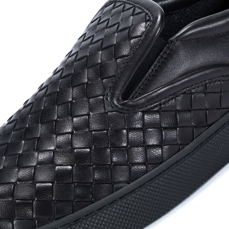 Bottega Veneta(葆蝶家) 黑色编织皮质男士休闲鞋 41#
