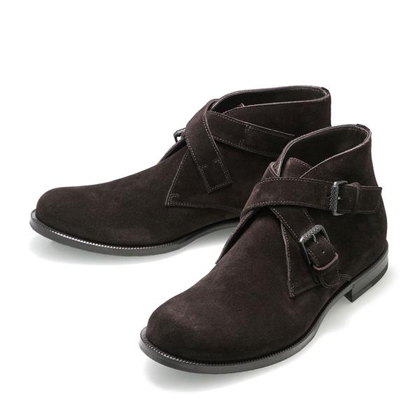 Bottega Veneta/葆蝶家 反毛皮 绒面 男士深咖色短靴