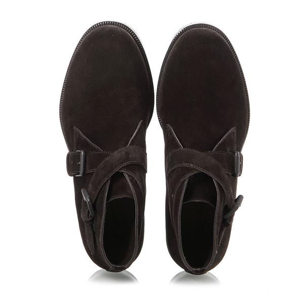 Bottega Veneta/葆蝶家 反毛皮 绒面 男士深咖色短靴