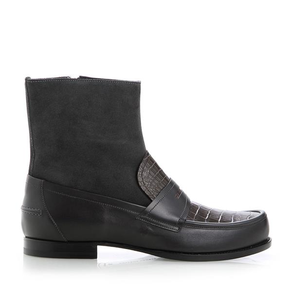 Bottega Veneta/葆蝶家 鳄鱼皮牛皮拼接 绒面 男士短靴
