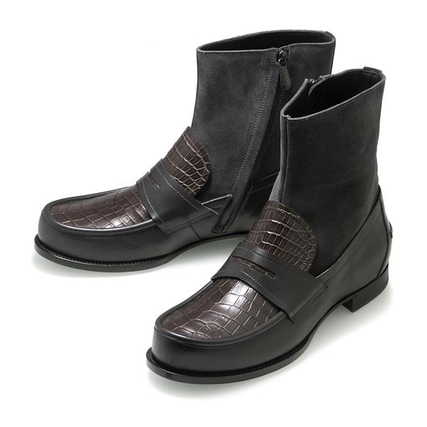 Bottega Veneta/葆蝶家 鳄鱼皮牛皮拼接 绒面 男士短靴