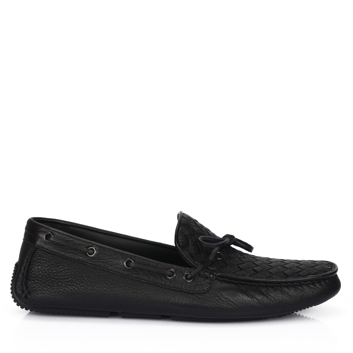 Bottega Veneta/葆蝶家 黑色编织牛皮男士乐福鞋休闲鞋 308160 VQ921 1000