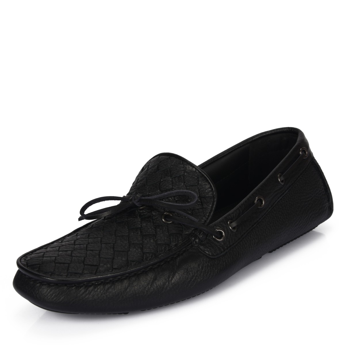 Bottega Veneta/葆蝶家 黑色编织牛皮男士乐福鞋休闲鞋 308160 VQ921 1000