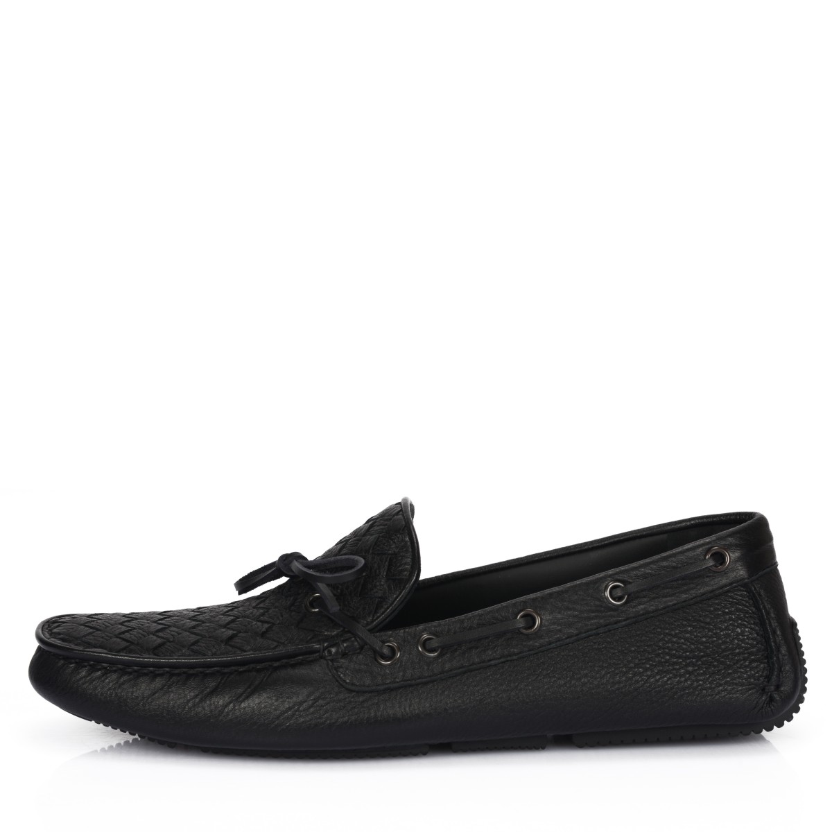 Bottega Veneta/葆蝶家 黑色编织牛皮男士乐福鞋休闲鞋 308160 VQ921 1000