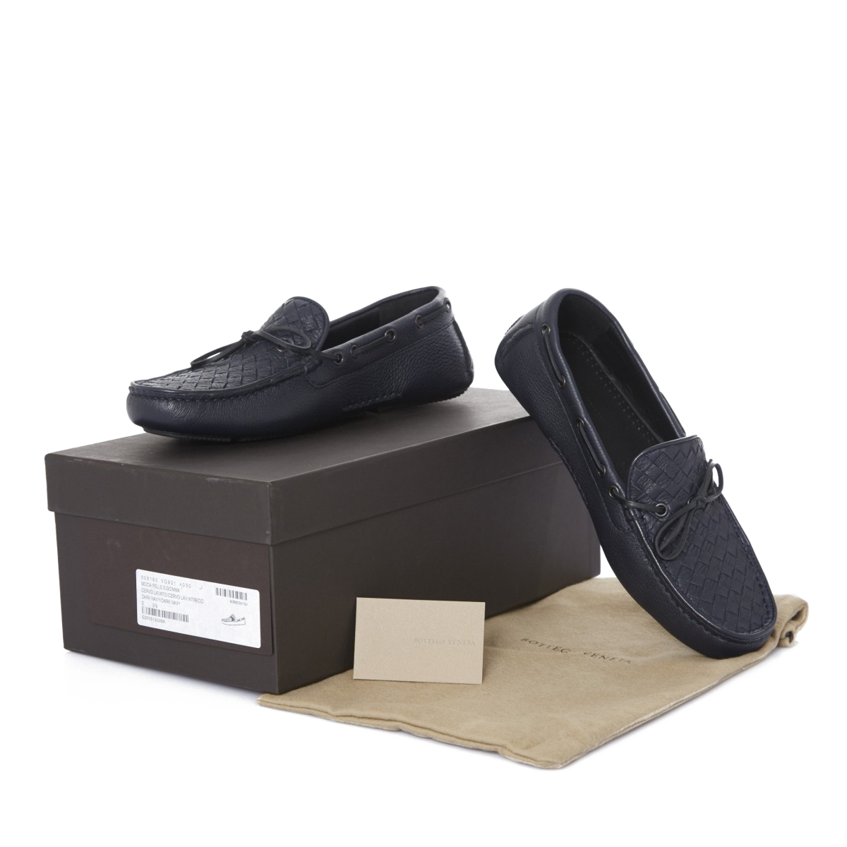 Bottega Veneta/葆蝶家 藏蓝色压纹牛皮男士平底鞋休闲鞋 308160 VQ921 4030