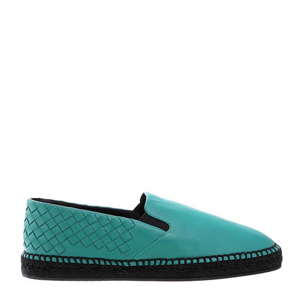 Bottega Veneta/葆蝶家 牛皮 渔夫款 男士绿色乐福鞋