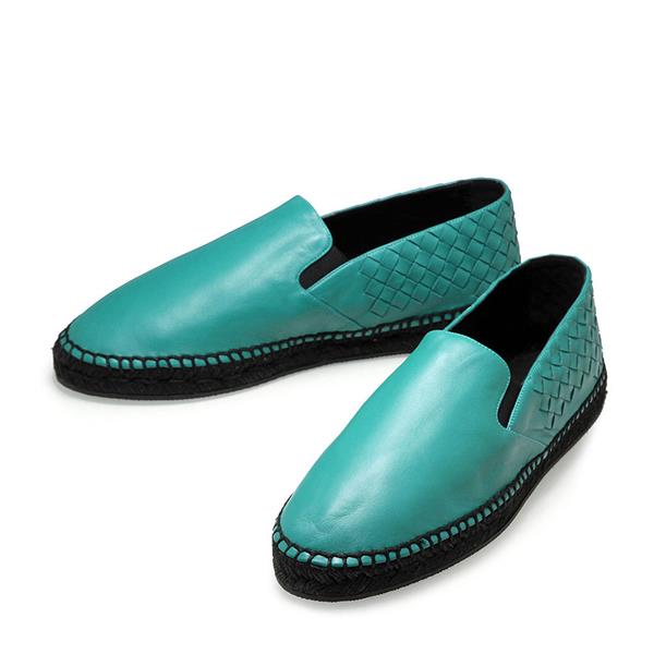 Bottega Veneta/葆蝶家 牛皮 渔夫款 男士绿色乐福鞋