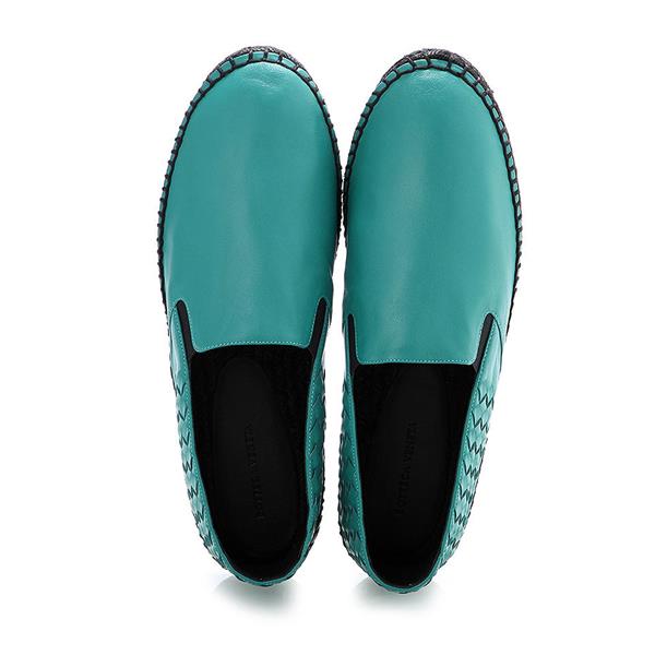 Bottega Veneta/葆蝶家 牛皮 渔夫款 男士绿色乐福鞋