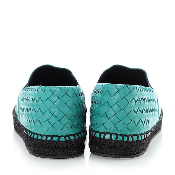 Bottega Veneta/葆蝶家 牛皮 渔夫款 男士绿色乐福鞋