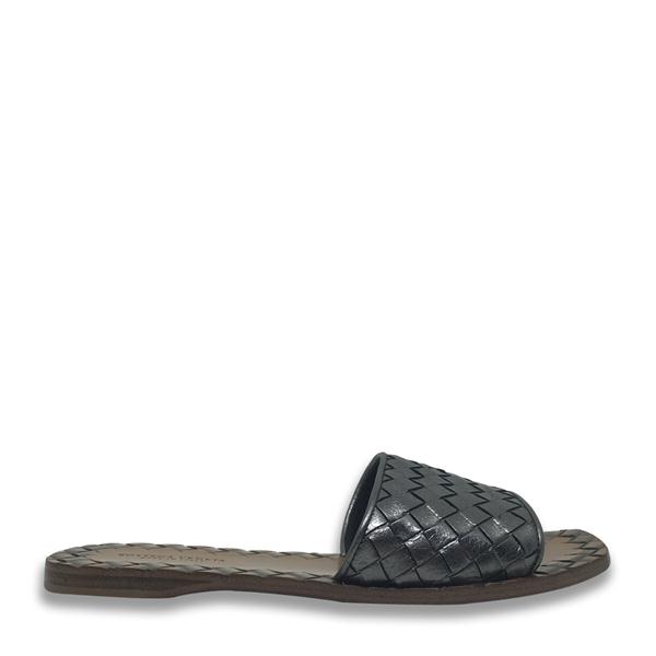 Bottega Veneta/葆蝶家 牛皮 编织款 女士银灰色凉拖