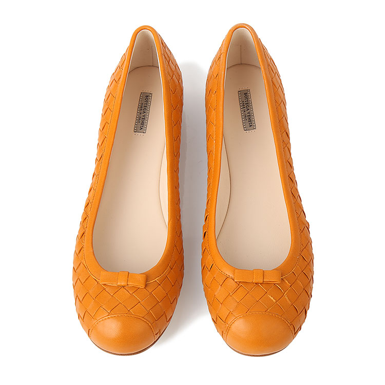 Bottega Veneta/葆蝶家 女士简约休闲平跟鞋 桔色 欧码37