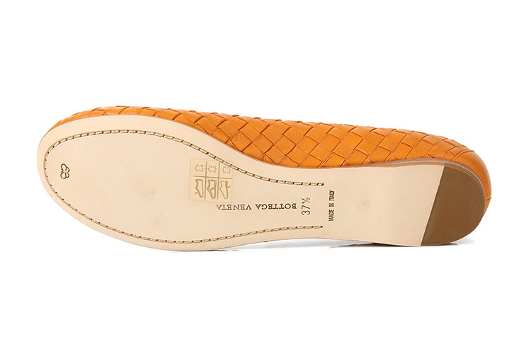 Bottega Veneta/葆蝶家 女士简约休闲平跟鞋 桔色 欧码37
