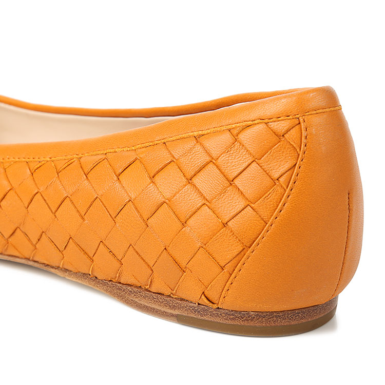 Bottega Veneta/葆蝶家 女士简约休闲平跟鞋 桔色 欧码37