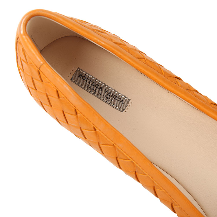 Bottega Veneta/葆蝶家 女士简约休闲平跟鞋 桔色 欧码37