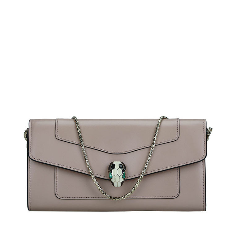 BVLGARI/宝格丽 长款女士SERPENTI小牛皮翻盖链条钱包 281318 沙漠石英