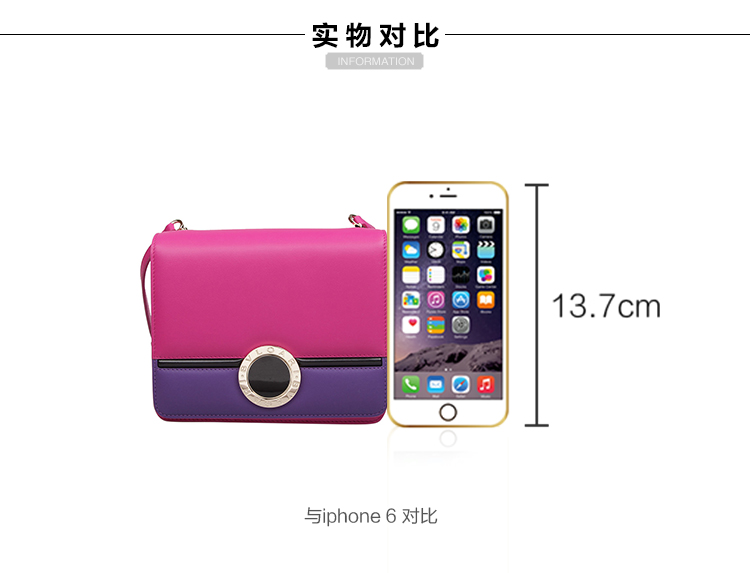 【包邮包税】BVLGARI/宝格丽 女士牛皮紫红色小号单肩包 280441 calf leather berry-036 20161121