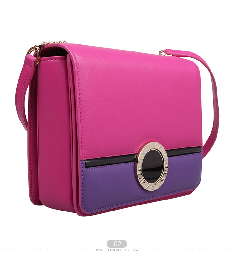 【包邮包税】BVLGARI/宝格丽 女士牛皮紫红色小号单肩包 280441 calf leather berry-036 20161121